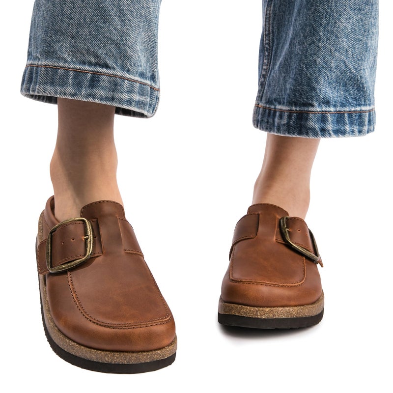 Vayfio Premium Eco-Leather Women's Clogs - Slip-Resistant Non-Skid Sole, Plush Memory Foam Insole, Lightweight & Comfortable, Versatile for Work, Casual, or Outdoor Occasions Dark Brown 09 - Image 2