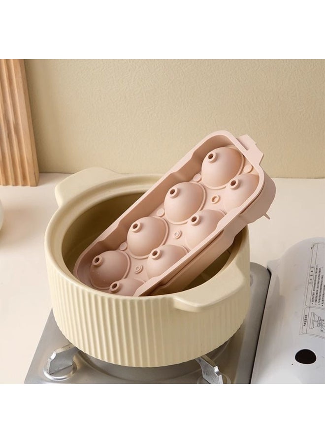 Kawkab Pink silicone ice cube tray with lid, 1 piece Easy-to-remove silicone ice cube tray for coffee, beverages, soup, food, fruit, cocktails, etc. - Image 4