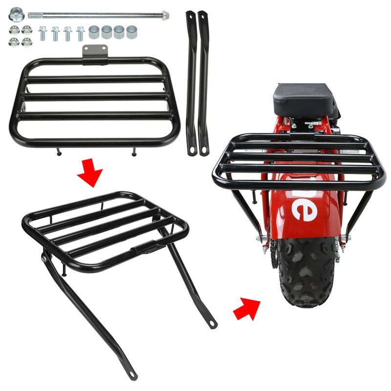 GREHUA Mini Bike Rear Cargo Rack Compatible with Coleman CT200U BT200X CT200U-EX CT200U-A Trail 200 Axis M200 Predator 212cc 196cc 6.5hp Minibike Off-Road Heavy Duty Back Parts w/Bracket Assembly Kit - Image 5