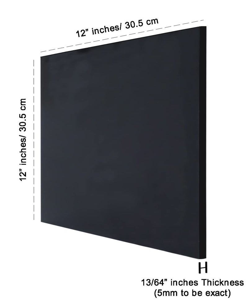 Inkdotpot Pack of 1, 5mm Matt Black Acrylic Sheet 13/64 Thick Cast 12"x12" Transparent Acrylic Plastic Board with Protective Paper, DIY Display Project - Image 3