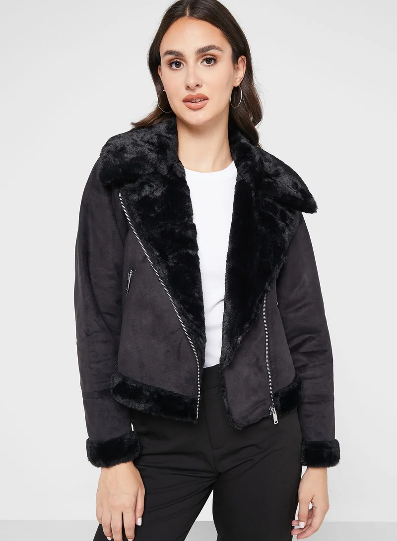VERO MODA Zip Detail Suede Jacket