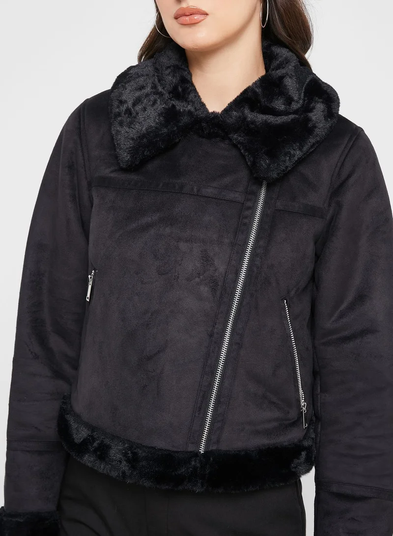 VERO MODA Zip Detail Suede Jacket
