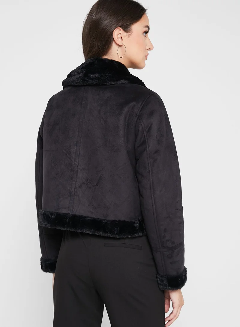 VERO MODA Zip Detail Suede Jacket