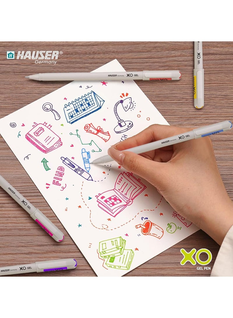 HAUSER Flair Hauser XO Multicolor Gel Pen with Hard Box Case | Sleek Body & Minimalistic Design | Matt Finish | Ultra Durable Tip | Set Of 12 Bright Ink Colors - Image 2