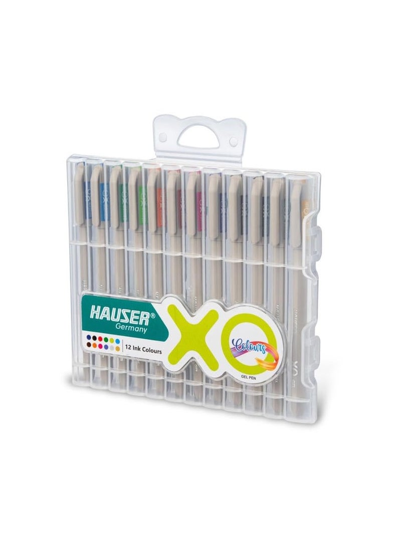 HAUSER Flair Hauser XO Multicolor Gel Pen with Hard Box Case | Sleek Body & Minimalistic Design | Matt Finish | Ultra Durable Tip | Set Of 12 Bright Ink Colors - Image 3