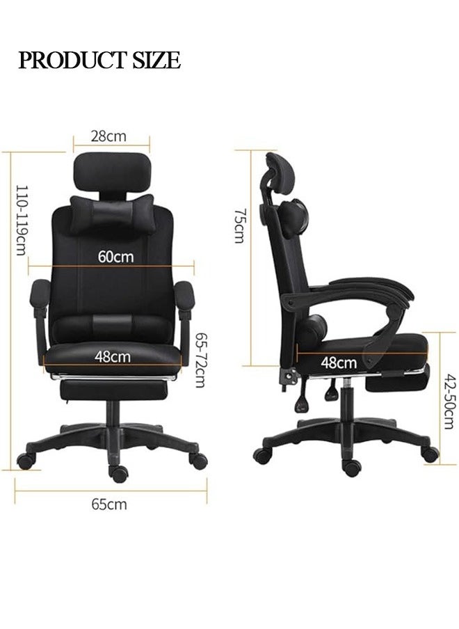Generic - Ergonomic Home Office Chair Computer Mesh Chair Reclining Desk chair Adjustable head & back with Armrests Lumbar Footrest Support High Back with Breathable Mesh,Black - Image 1