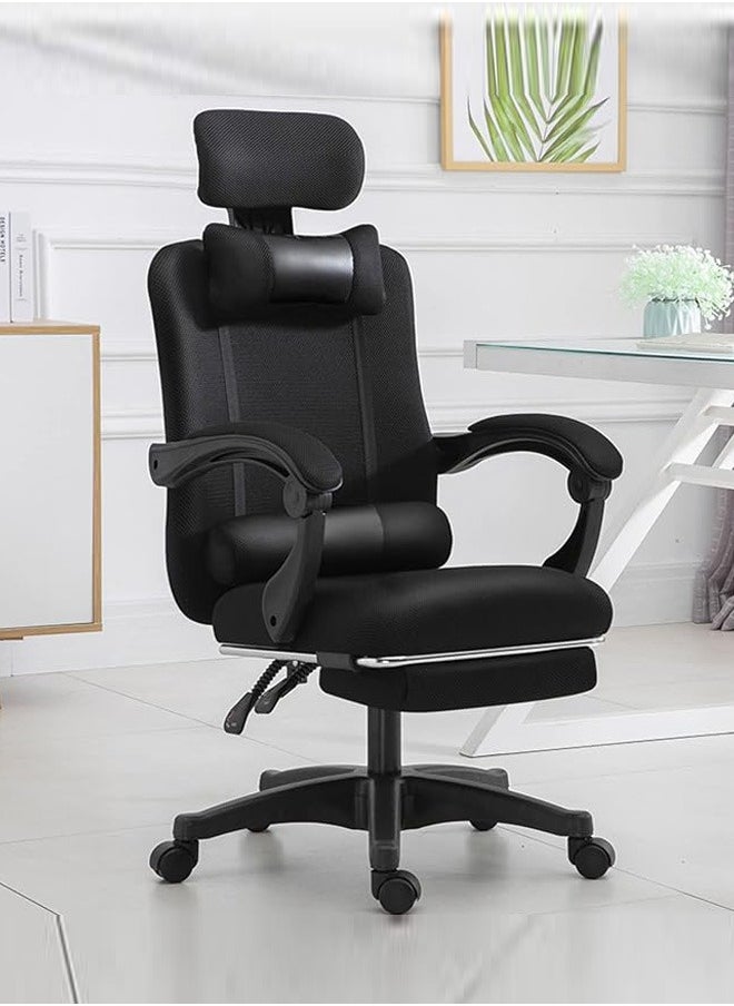 Generic - Ergonomic Home Office Chair Computer Mesh Chair Reclining Desk chair Adjustable head & back with Armrests Lumbar Footrest Support High Back with Breathable Mesh,Black - Image 1