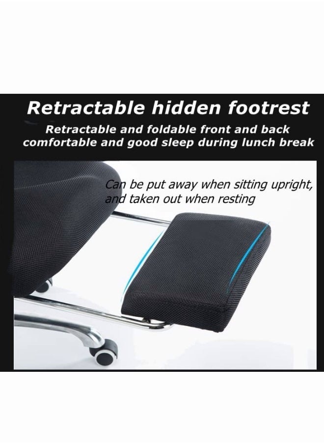 Generic - Ergonomic Home Office Chair Computer Mesh Chair Reclining Desk chair Adjustable head & back with Armrests Lumbar Footrest Support High Back with Breathable Mesh,Black - Image 1