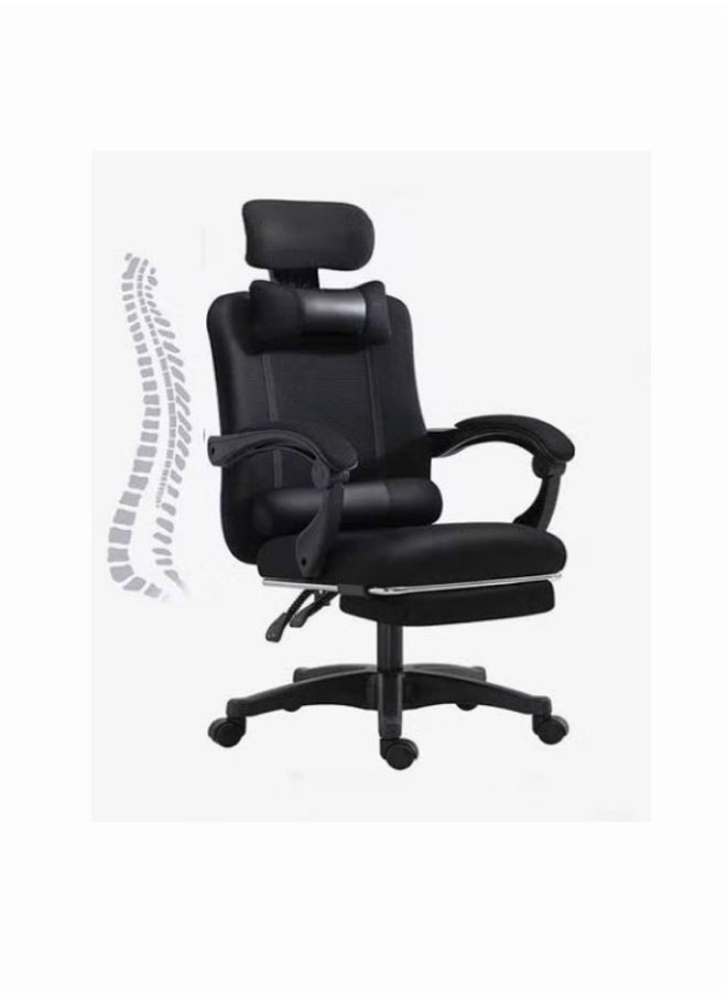 Generic - Ergonomic Home Office Chair Computer Mesh Chair Reclining Desk chair Adjustable head & back with Armrests Lumbar Footrest Support High Back with Breathable Mesh,Black - Image 1
