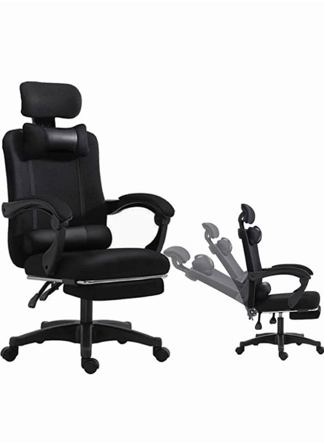 Generic - Ergonomic Home Office Chair Computer Mesh Chair Reclining Desk chair Adjustable head & back with Armrests Lumbar Footrest Support High Back with Breathable Mesh,Black - Image 1