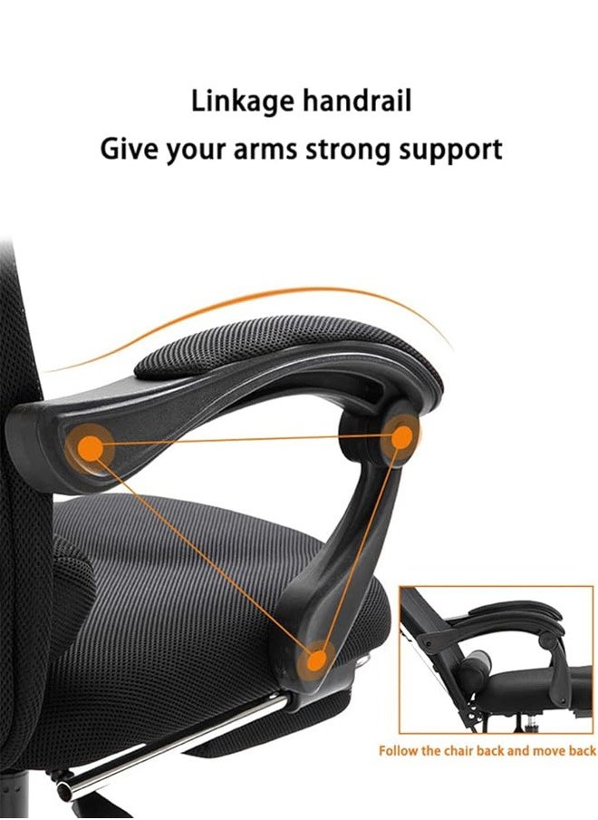 Generic - Ergonomic Home Office Chair Computer Mesh Chair Reclining Desk chair Adjustable head & back with Armrests Lumbar Footrest Support High Back with Breathable Mesh,Black - Image 1