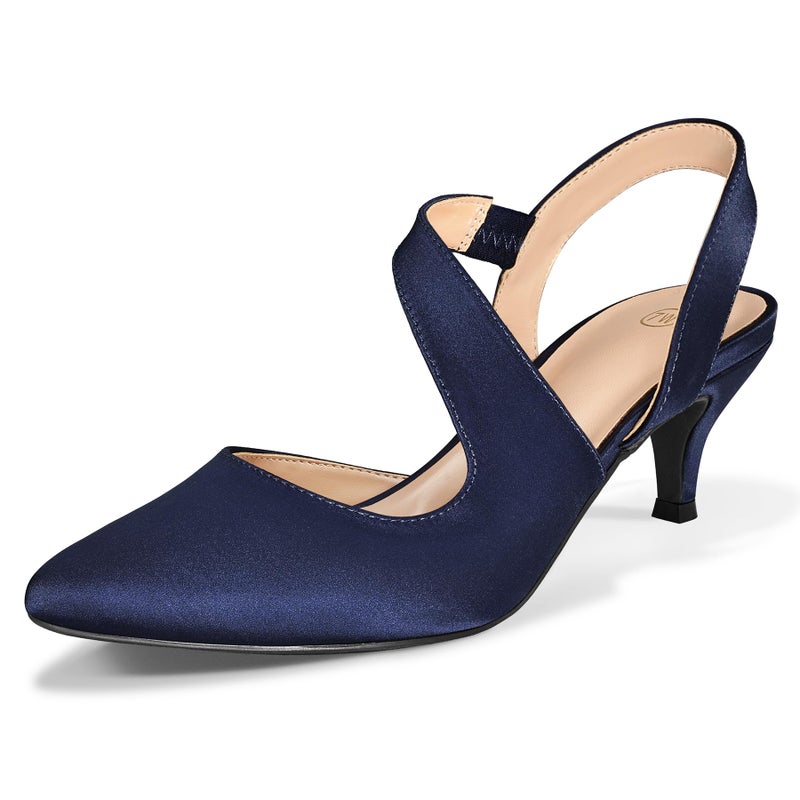mysoft Women's Dress Shoes Low Heels 2 inch Kitten Pumps Slingback Wedding Party Medium/Wide Width Shoes - Image 1