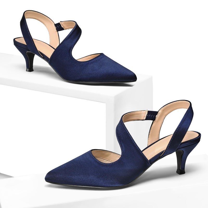 mysoft Women's Dress Shoes Low Heels 2 inch Kitten Pumps Slingback Wedding Party Medium/Wide Width Shoes - Image 3
