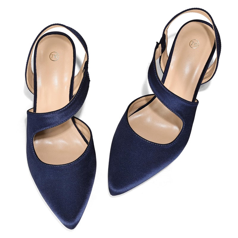 mysoft Women's Dress Shoes Low Heels 2 inch Kitten Pumps Slingback Wedding Party Medium/Wide Width Shoes - Image 4