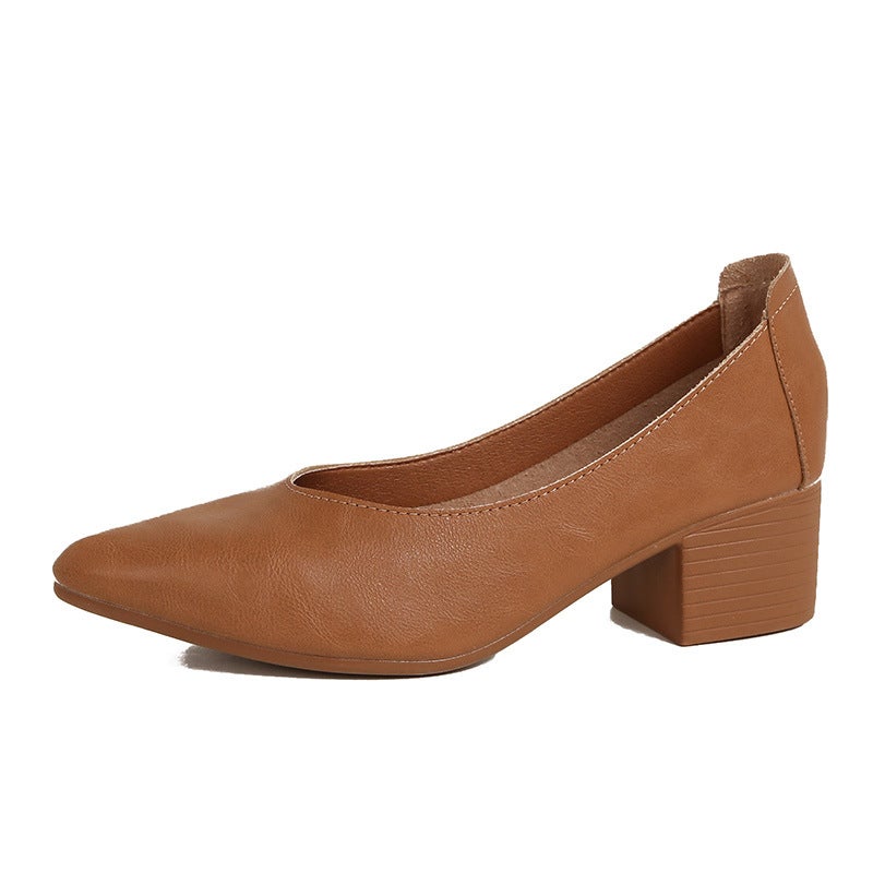 Women's Soft Leather Pointed Toe Flat Shoes Comfortable Office Dress Shoes