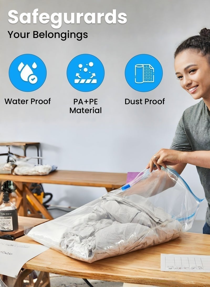 Ayshal 8-Pack Vacuum Storage Bags with Manual Pump, Space Saver Compression Bags for Clothes, Bedding, Duvets, Pillows & Travel – 2 XL (80×100cm), 3 Large (60×80cm), 3 Medium (50×70cm) - Image 4