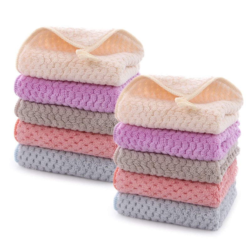 Hipruict Small Towels with Hanging Loop, Hand Dry Towels for Kitchen & Bathroom, Super Absorbent, Soft, Machine Washable Towel Fast Drying, Set of 10 - Image 1