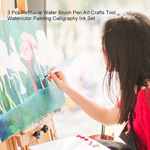 ZJchao Refillable Water Brush Pen, 3Pcs/6Pcs Ink and Paint Art Pens Plus Fill Tool Watercolor Painting Calligraphy Art Crafts Set (3 Pcs Water Brush Pen) - Image 3