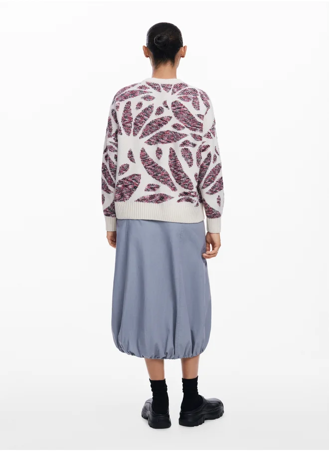 DESIGUAL Leaf Print Sweater
