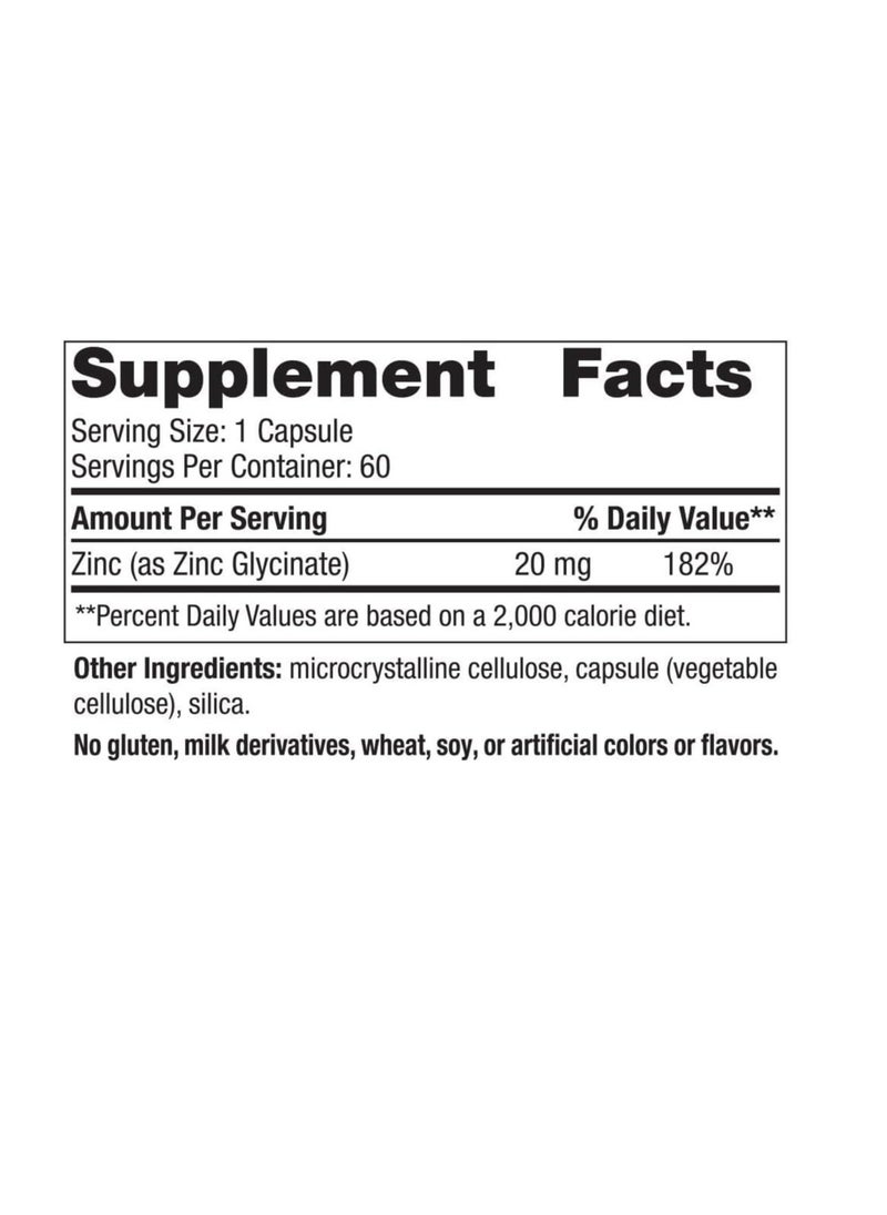 NORDIC NATURALS Zinc Glycinate - 60 Capsules - 20 mg Highly Absorbable Zinc Glycinate - Optimal Wellness - Non-GMO, Gluten Free, Vegan - 30 Servings  - Image 2