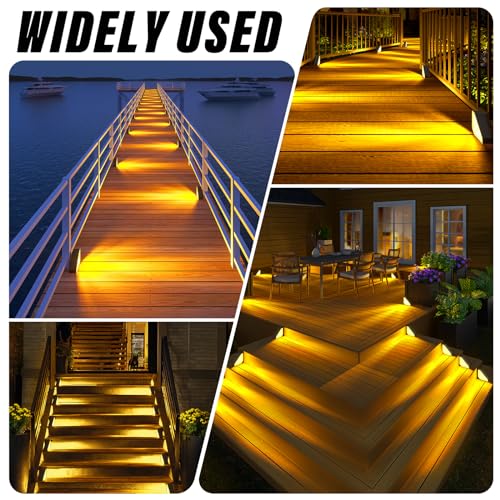 ROSHWEY Solar Step Lights for Outside, 12 Pack Solar Stair Lights Outdoor Waterproof, Triangle Deck Step Lights Solar Powered, Outdoor Decor Lighting for Front Porch, Backyard, Patio, Warm White - Image 2