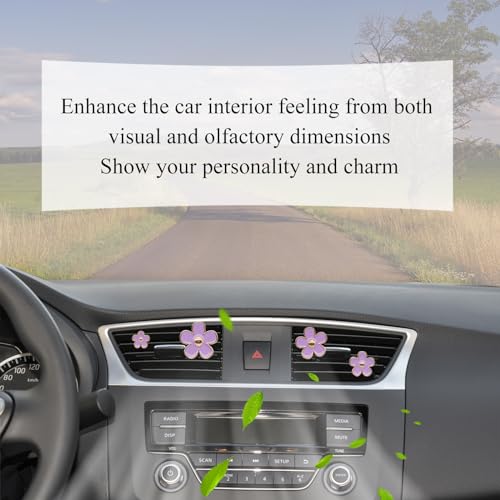 ORIESSE Cute Flowers Air Vent Clips Car Air Freshener,4pcs Purple Girly Daisy Flower Car Accessories for Women,Lavender Car Decorations Refillable Clips On Air Freshener - Image 3