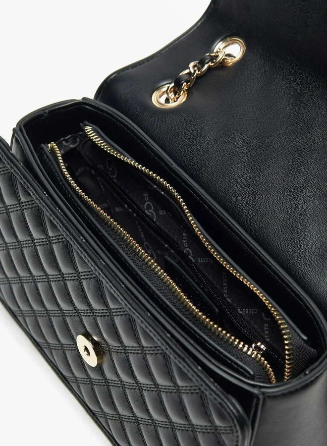 Celeste Women's Quilted Crossbody Bag with Chain Link Strap