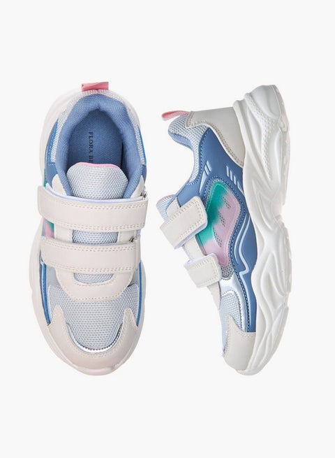 Colourblock Sneakers with Hook and Loop Closure