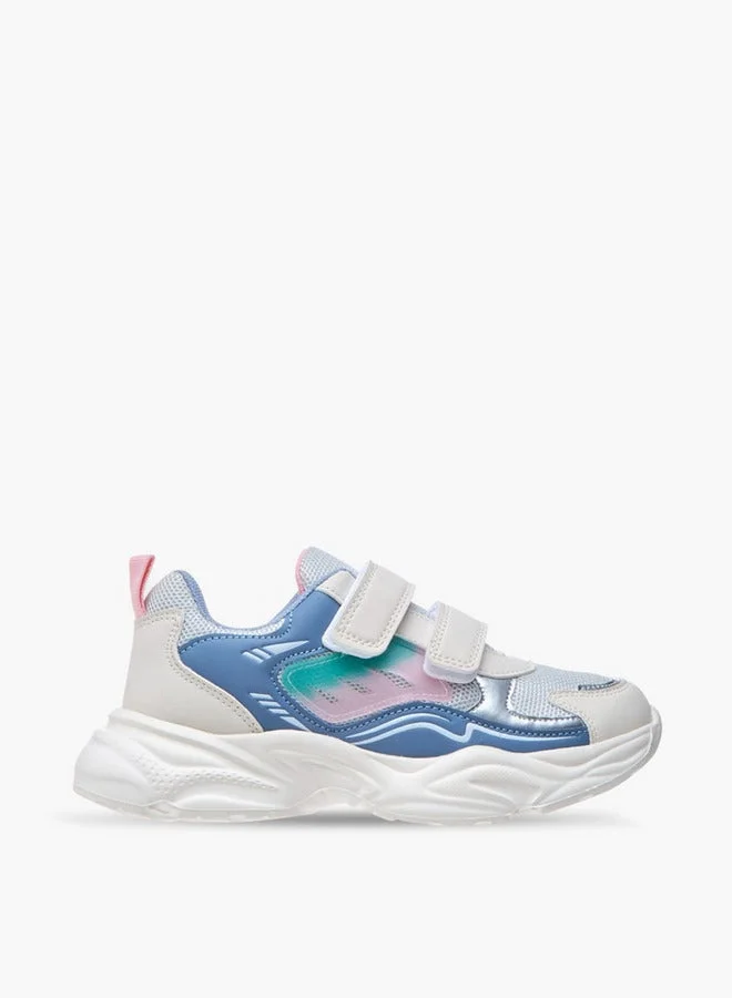 Colourblock Sneakers with Hook and Loop Closure