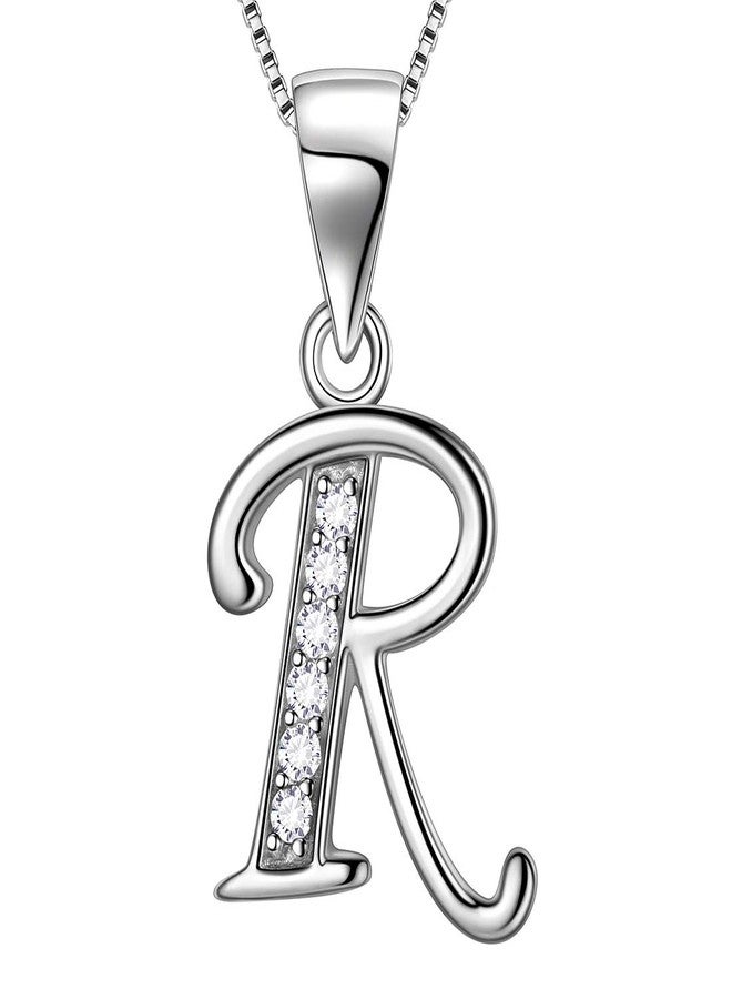 Aurora Tears Letter Necklace Initial 925 Sterling Silver Alphabet Pendant Crystal Name Gift Women Cubic Zirconia Jewelry, Pendant: 0.89" x 0.51", Chain: 20" + 2" (18" + 2"), Crystal, synthetic-diamond - Image 1