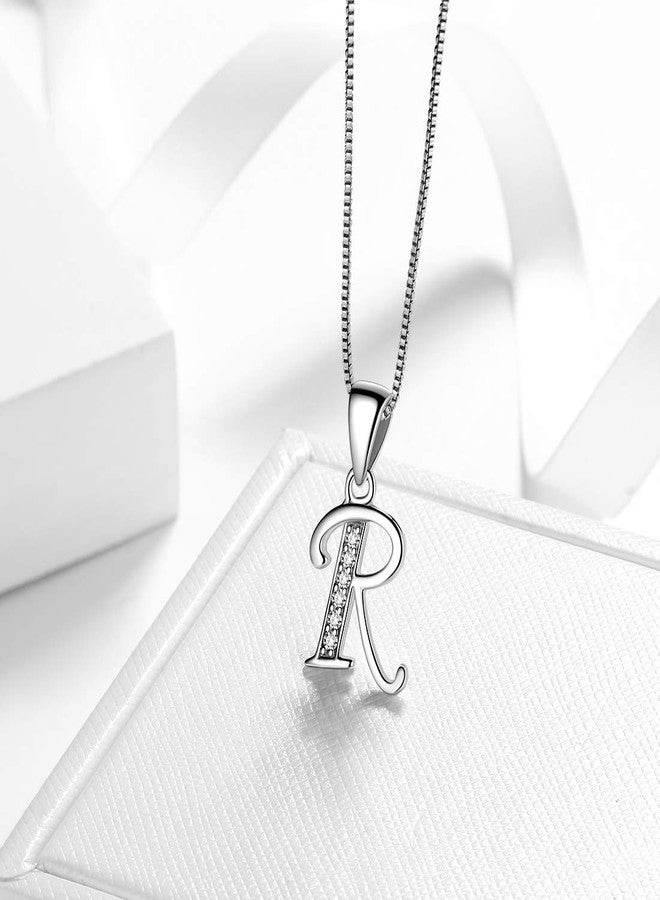 Aurora Tears Letter Necklace Initial 925 Sterling Silver Alphabet Pendant Crystal Name Gift Women Cubic Zirconia Jewelry, Pendant: 0.89" x 0.51", Chain: 20" + 2" (18" + 2"), Crystal, synthetic-diamond - Image 4