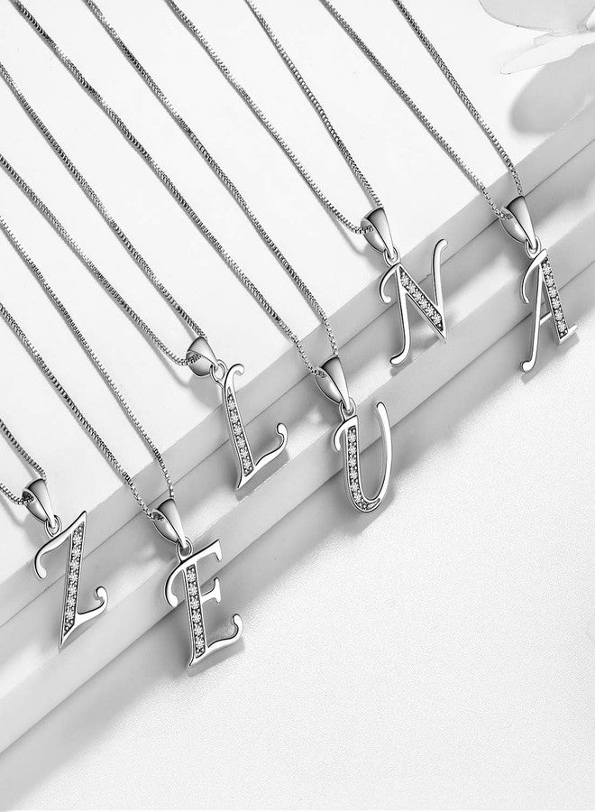 Aurora Tears Letter Necklace Initial 925 Sterling Silver Alphabet Pendant Crystal Name Gift Women Cubic Zirconia Jewelry, Pendant: 0.89" x 0.51", Chain: 20" + 2" (18" + 2"), Crystal, synthetic-diamond - Image 5