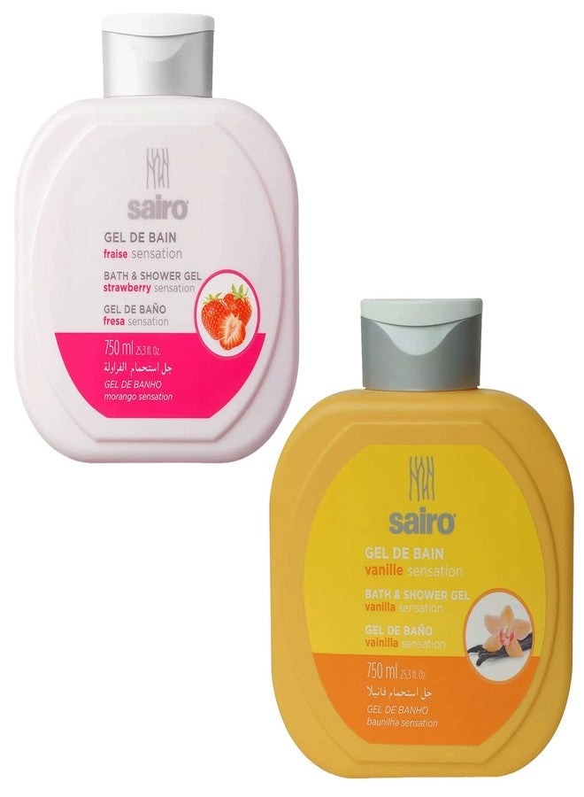 Sairo 94% Natural | Vanilla + Strawberry combo Bath Shower Gel [Imported from SPAIN] (750ml) Deeply Nourishing Body Wash Moisturizers Softer, Smoother Skin, Suitable for All Skin Types | Men and Women - Image 1