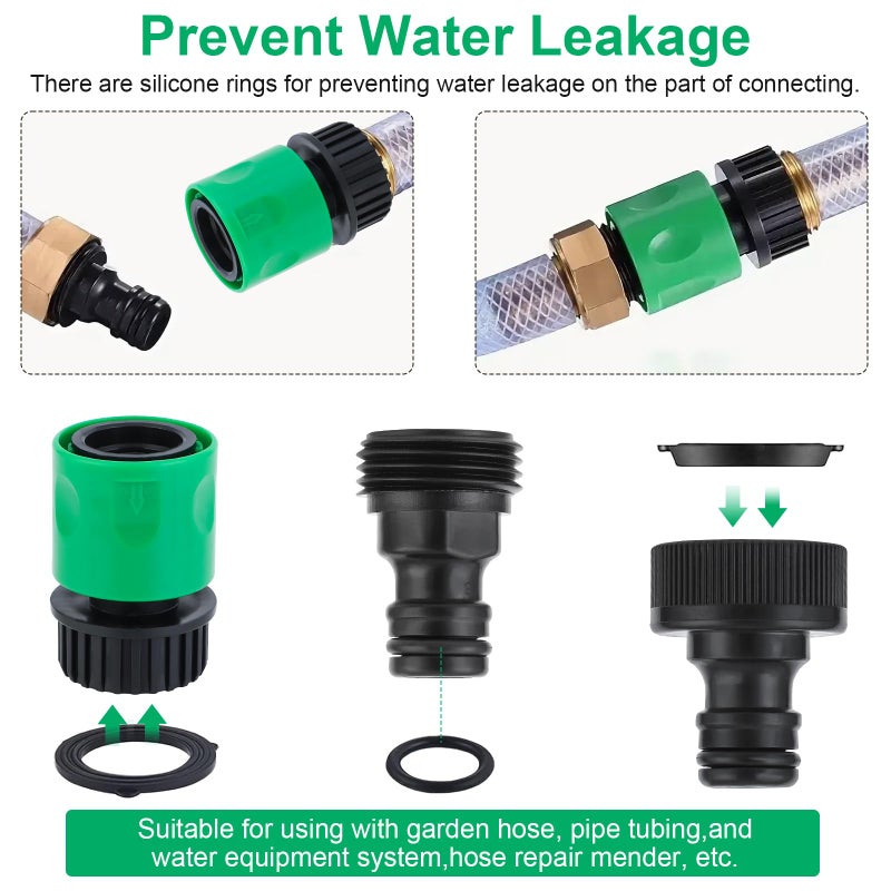 VYH 20 Pieces plastic water hose quick connect fittings, Garden Hose Quick Connect Fittings Plastic Fitting Adapter for Hose 3/4 Inch GHT Male and Female Connectors with 12 Pieces Rubber Washer - Image 2