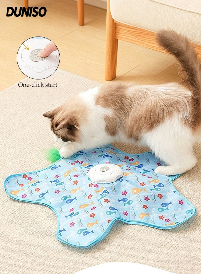 DUNISO Interactive Cat Toy Pet Play Toy Self-Entertainment Hide-and-Seek Cat Toy Smart Automatic Hunting Cat Toy Mat Rechargeable Automatic Moving Feather Wand Hide Seek Game Pad Pet Stimulating Hunting Puzzle Toy for Indoor Cats to Relieve Boredom & Exercise - Image 1