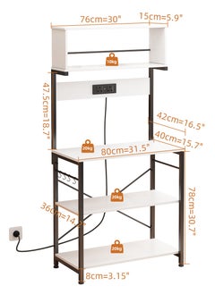 Coffee Bar Table with Power Outlets, 5 Tiers Coffee Corner With 10 S-shaped Hooks, White Kitchen Storage Shelf - pzsku/Z729A48085E26935AFC19Z/45/_/1722051278/d868e8ef-74ab-4555-8f82-df0d78e3048e