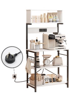 Coffee Bar Table with Power Outlets, 5 Tiers Coffee Corner With 10 S-shaped Hooks, White Kitchen Storage Shelf - pzsku/Z729A48085E26935AFC19Z/45/_/1726034174/7148bf3c-9094-47eb-9d9a-1325466015d3