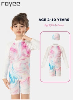 Royee Girls one piece Swimming Wear With Swim Cap Suit for Toddler/Junior/Youth Aged 2-12 Years girls，No formaldehyde,  bleach, and fluorescent agen  - Image 1