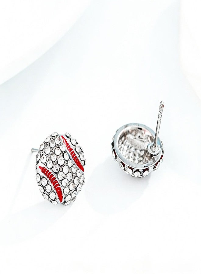 Aksod Rhinestone Baseball Stud Earrings for Women Crystal Bling Sports Ball Jewelry (Baseball) - Image 5