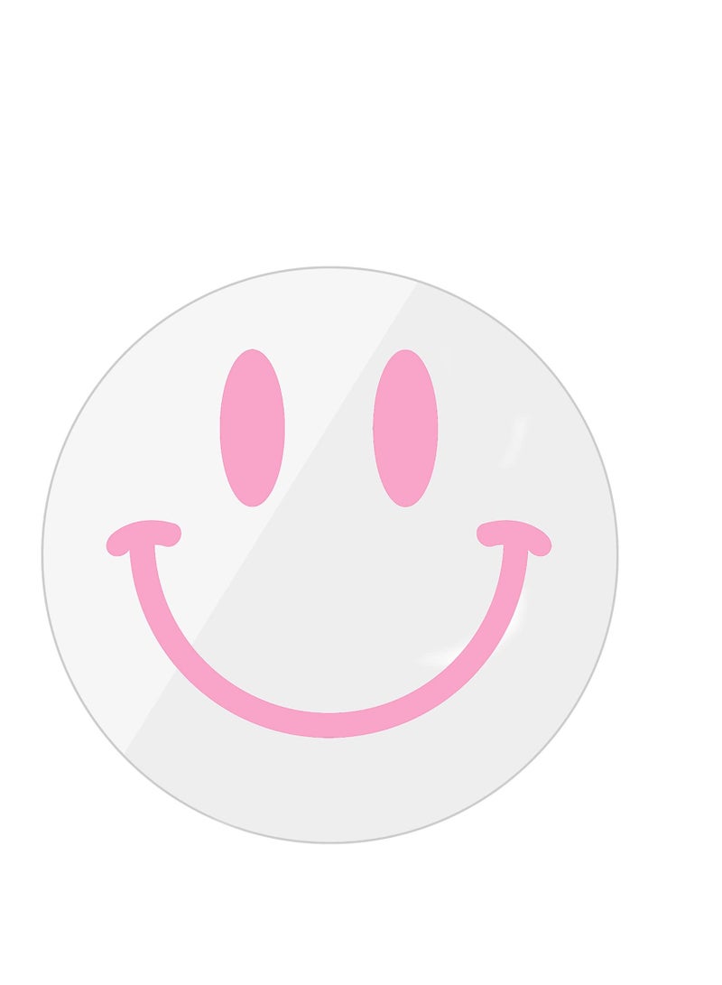 Excefore 11.8 Inches Acrylic Smiley Face Mirror, Wall-Mounted Smile Face Mirror, Round Room Decor Mirror, Suitable for Living Room Bedroom Dressing Table Bathroom Decor (Pink)  - Image 2