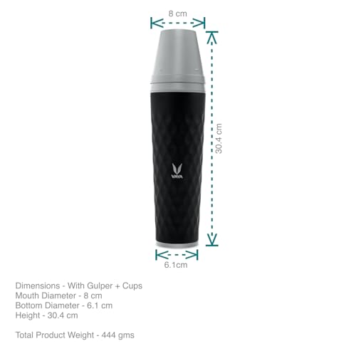 VAYA DRYNK Stainless Steel Water Bottle for Office, 525ml Vacuum Insulated Flask Water Bottle with Gupler Lid, Hot and Cold Thermos Flask for Adults, Leakproof Travel Bottle, Black - Image 4
