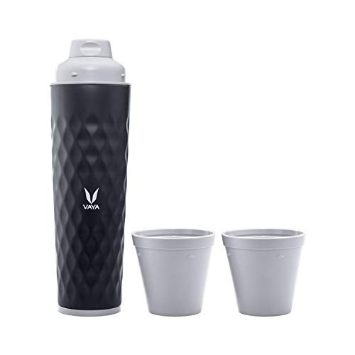 VAYA DRYNK Stainless Steel Water Bottle for Office, 525ml Vacuum Insulated Flask Water Bottle with Gupler Lid, Hot and Cold Thermos Flask for Adults, Leakproof Travel Bottle, Black - Image 1