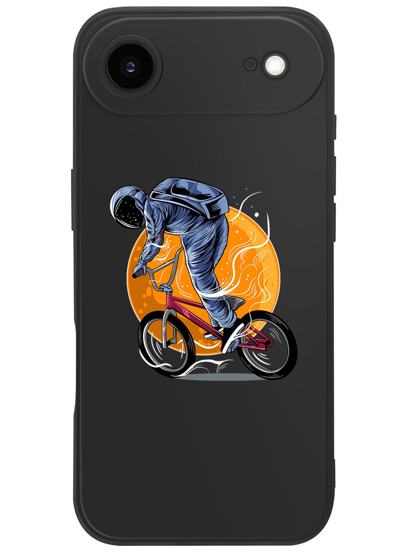 Theodor Protective Slim Fit Case Liquid Silicone Cover with Full Body Protection Anti-Scratch Shockproof Case For Apple iPhone 17 Air (Black) Astronaut riding Bike - Image 1