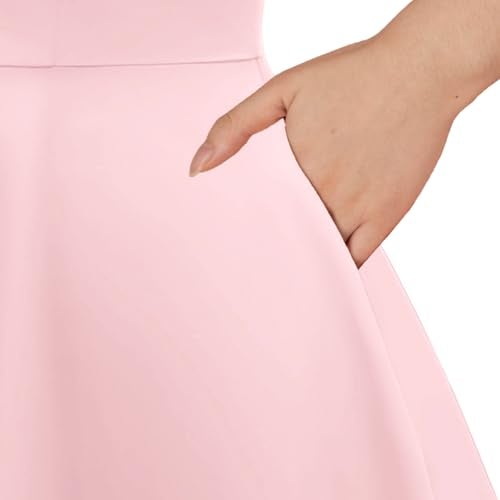 GOOBGS Women's 1950s Retro Vintage Spaghetti Strap Cocktail Swing Dresses with Pockets Pink S - Image 2
