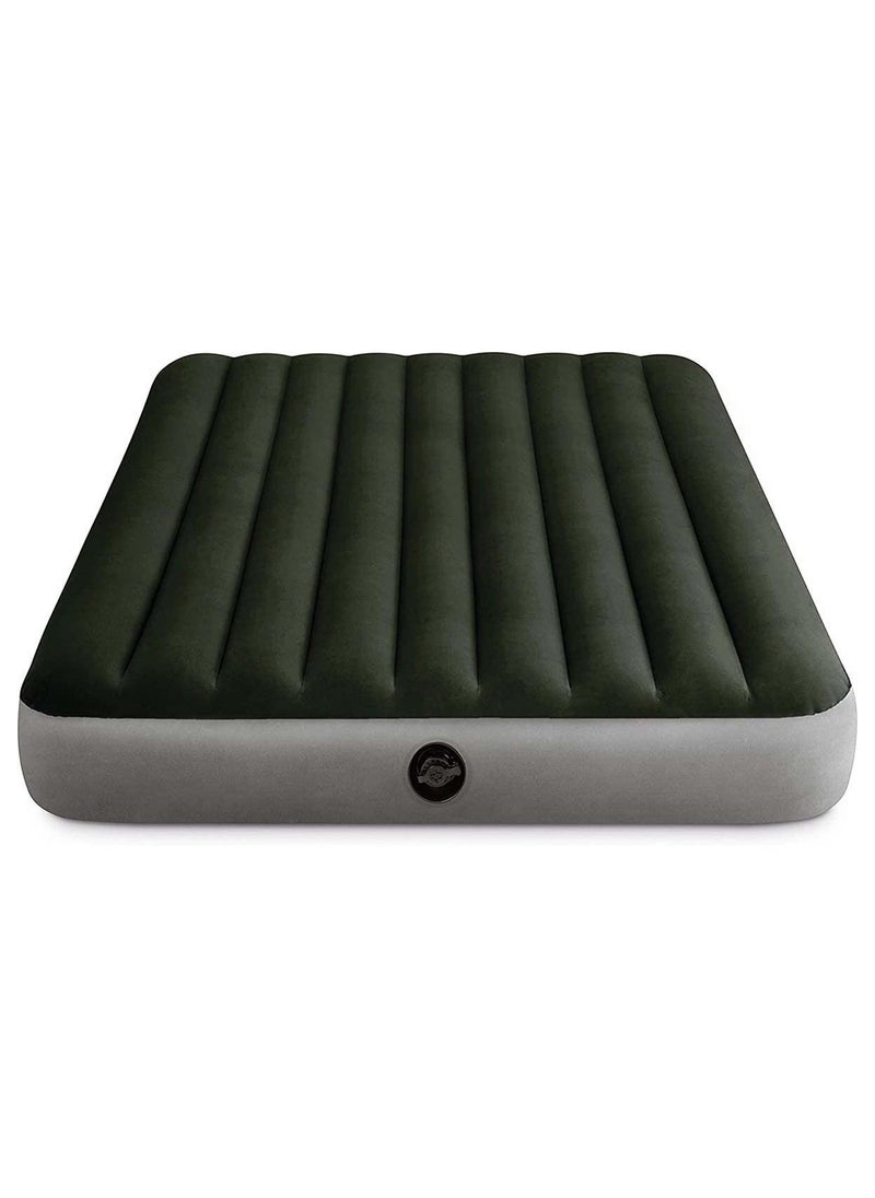 INTEX Dura-Beam Queen Air Mattress Fiber-tech Technology With Battery Pump Green - Image 1