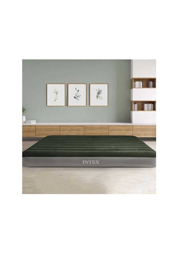 INTEX - Dura-Beam Queen Air Mattress Fiber-tech Technology With Battery Pump Green - Image 1