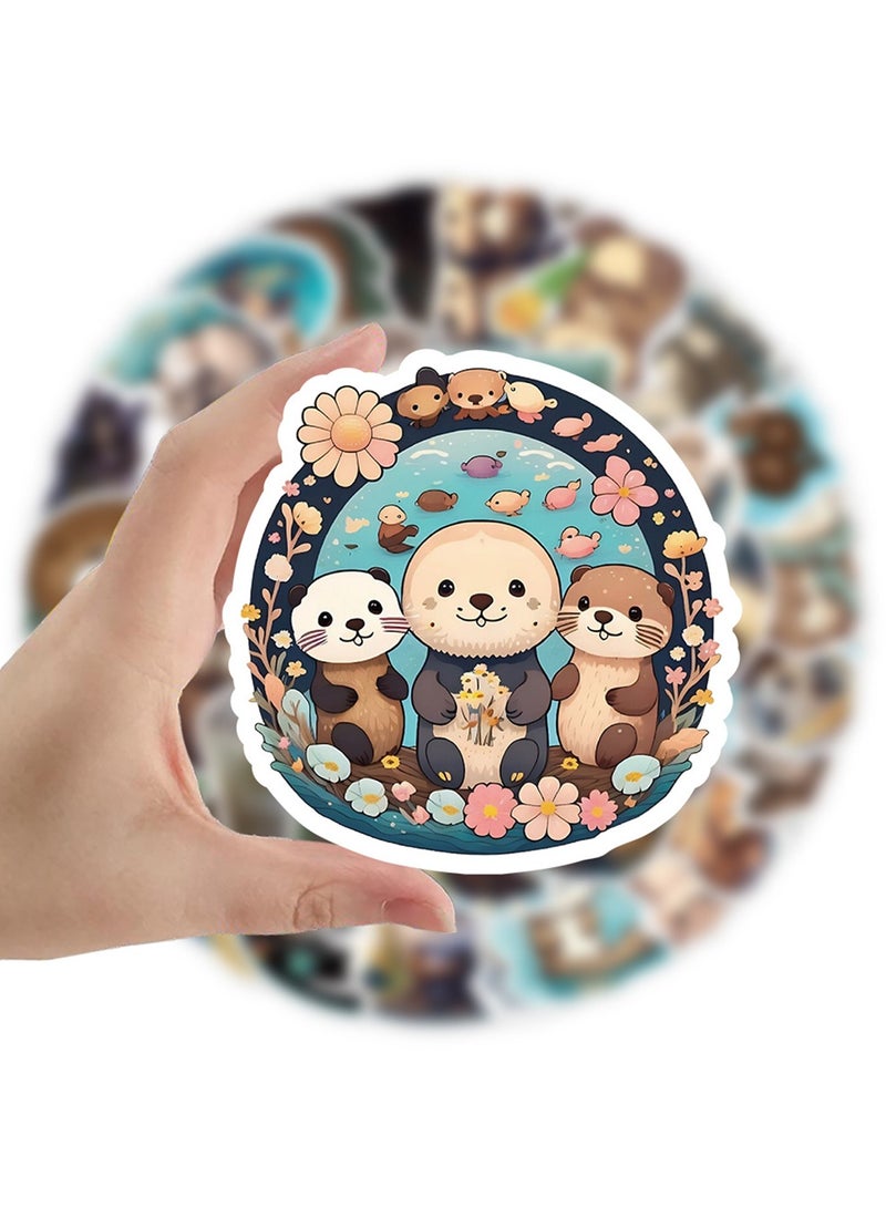 Cute Otter Stickers Animal Stickers 50pcs, Funny Otter Stickers for Water Bottles Laptop Scrapbook Luggage Vinyl Waterproof Decals for Kids Teens Adults - Image 4