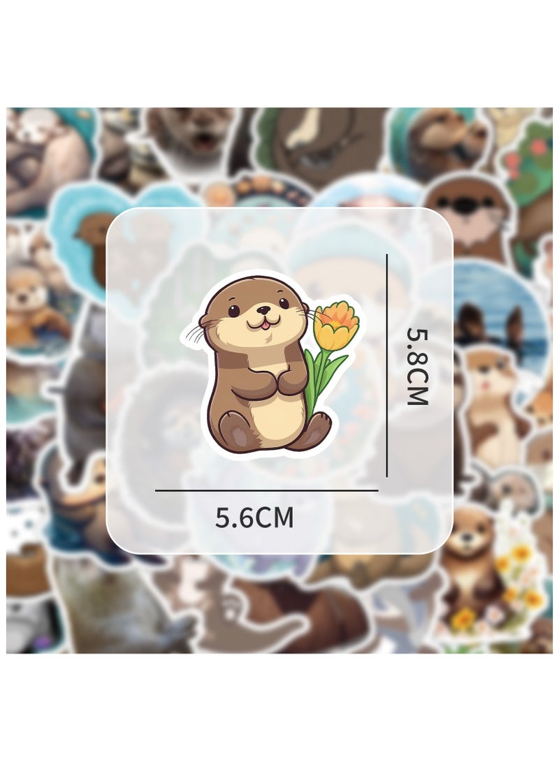 Cute Otter Stickers Animal Stickers 50pcs, Funny Otter Stickers for Water Bottles Laptop Scrapbook Luggage Vinyl Waterproof Decals for Kids Teens Adults - Image 5
