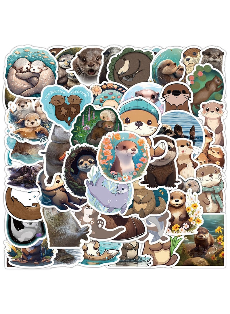 Cute Otter Stickers Animal Stickers 50pcs, Funny Otter Stickers for Water Bottles Laptop Scrapbook Luggage Vinyl Waterproof Decals for Kids Teens Adults - Image 1