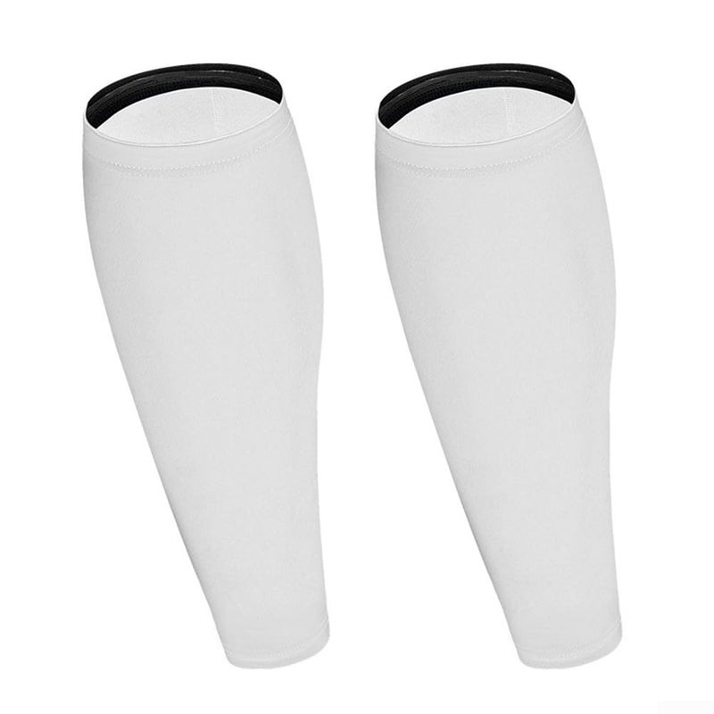 Calf Sleeves for Running Cycling Sports Recovery Leg Support Lightweight Breathable Polyester Fabric White XL - Image 2